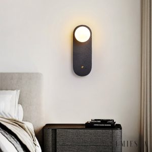 Onyvera - Kinkiet trawertynowy czarny/biały, metal-szkło do korytarza Ø14x38 cm