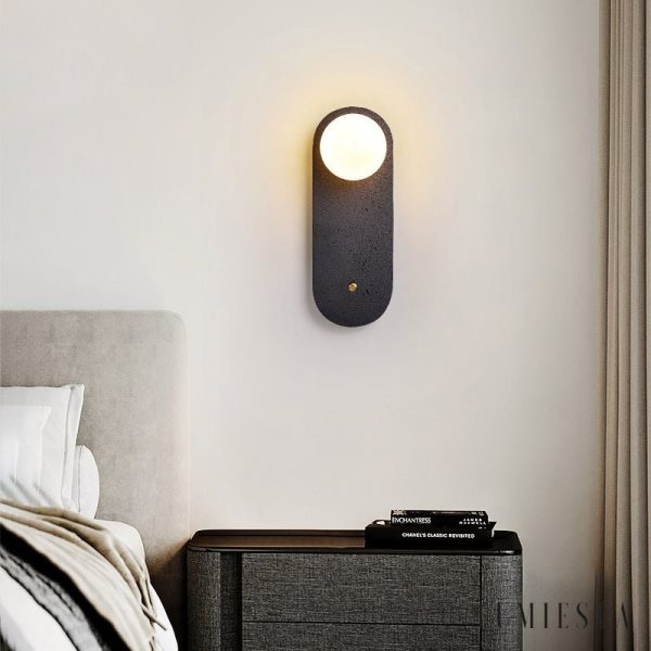 Onyvera - Kinkiet trawertynowy czarny/biały, metal-szkło do korytarza Ø14x38 cm