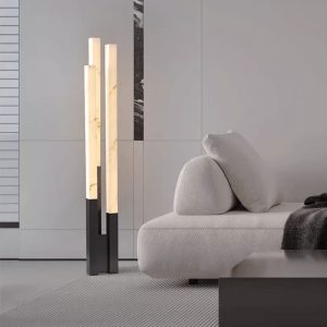 Opalora - Lampa podłogowa alabastrowa nowoczesna złoto-biała do salonu Ø20x155cm