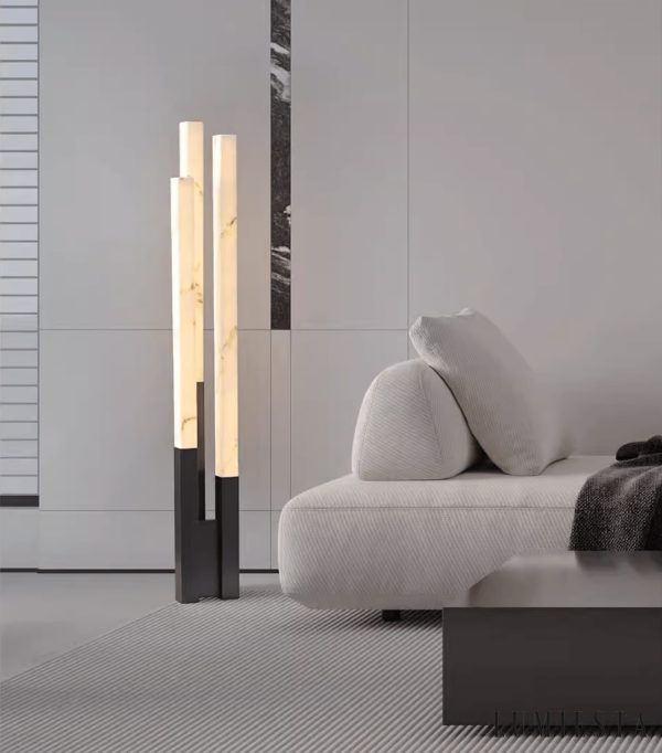 Opalora - Lampa podłogowa alabastrowa nowoczesna złoto-biała do salonu Ø20x155cm