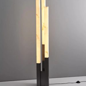 Opalora - Lampa podłogowa alabastrowa nowoczesna złoto-biała do salonu Ø20x155cm