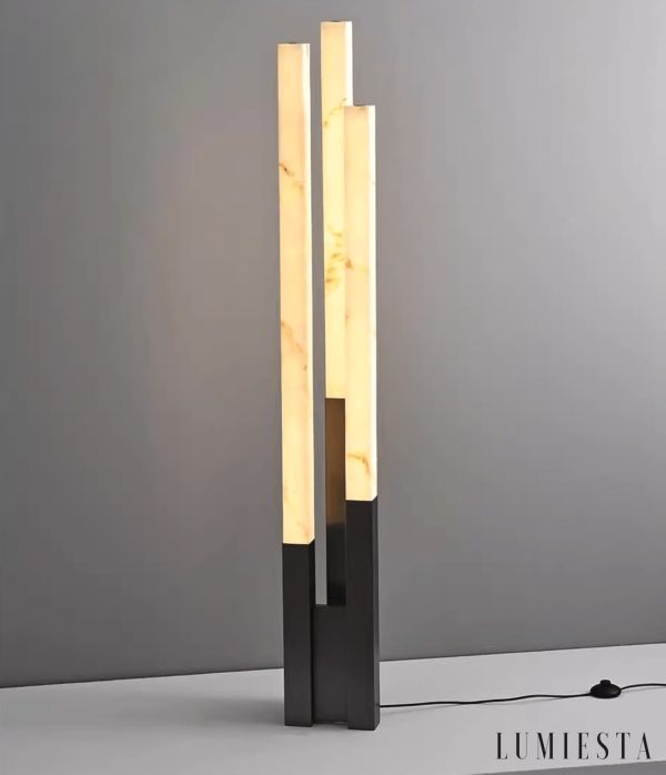 Opalora - Lampa podłogowa alabastrowa nowoczesna złoto-biała do salonu Ø20x155cm