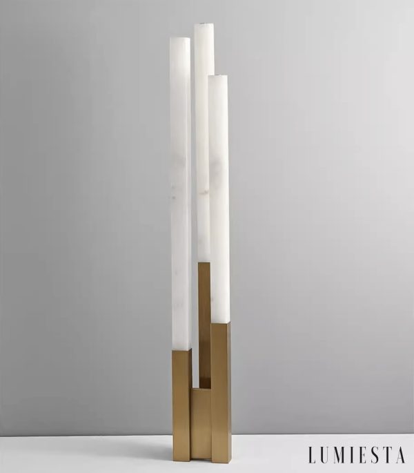 Opalora - Lampa podłogowa alabastrowa nowoczesna złoto-biała do salonu Ø20x155cm