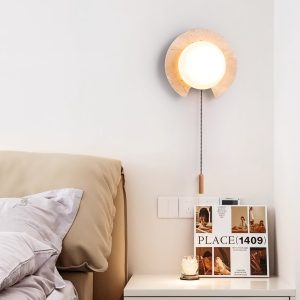 PacificaX - Lampa wisząca trawertynowa, żółty trawertyn i biały do salonu, Ø22 cm