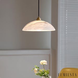 PalatinaX - Lampa wisząca alabastrowa, mosiężne wykończenie do jadalni, Ø30/40 cm