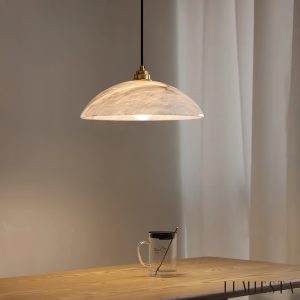 PalatinaX - Lampa wisząca alabastrowa, mosiężne wykończenie do jadalni, Ø30/40 cm