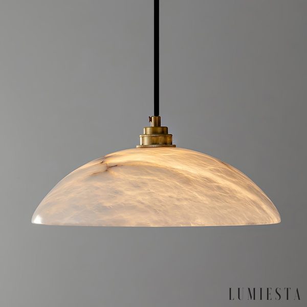 PalatinaX - Lampa wisząca alabastrowa, mosiężne wykończenie do jadalni, Ø30/40 cm