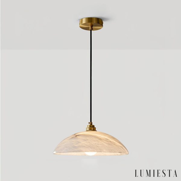PalatinaX - Lampa wisząca alabastrowa, mosiężne wykończenie do jadalni, Ø30/40 cm