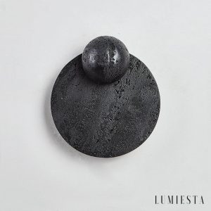 Parisia - Kinkiet trawertynowy czarny do sypialni, LED, Ø22×26 cm