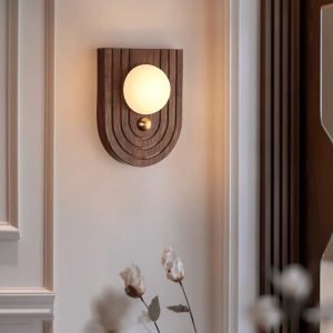 Piazzara - Lampa wisząca skandynawska, orzechowo-biała, do salonu, Ø19/20/12 cm