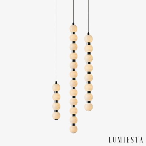 Plazora - Lampa wisząca alabastrowa, czarno-biała do salonu, 32/65/96 cm