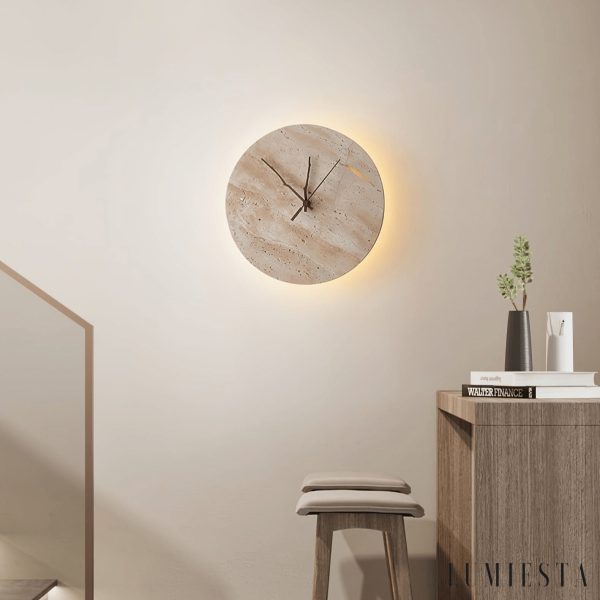 Pompeia - Kinkiet trawertynowy żółty, do salonu i sypialni, Ø30x30 cm