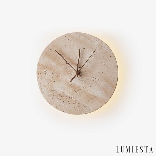 Pompeia - Kinkiet trawertynowy żółty, do salonu i sypialni, Ø30x30 cm