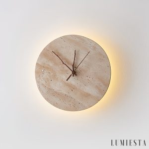 Pompeia - Kinkiet trawertynowy żółty, do salonu i sypialni, Ø30x30 cm