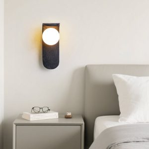 Portofina - Kinkiet nowoczesny czarny trawertyn, do salonu i sypialni, Ø9x25 cm