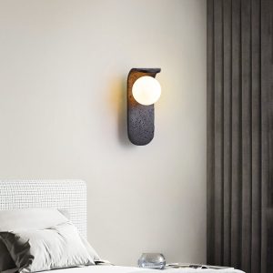 Portofina - Kinkiet nowoczesny czarny trawertyn, do salonu i sypialni, Ø9x25 cm