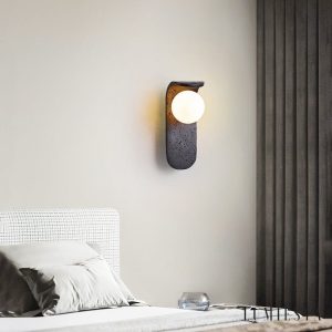 Portofina - Kinkiet nowoczesny czarny trawertyn, do salonu i sypialni, Ø9x25 cm