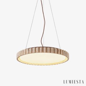 Lumiesta-provenxia-lampa-wiszca-trawertynowa-tybiay-nad-st-32x7-cm.jpg Provenxia - Lampa wisząca trawertynowa, żółty/biały, nad stół, Ø32x7 cm