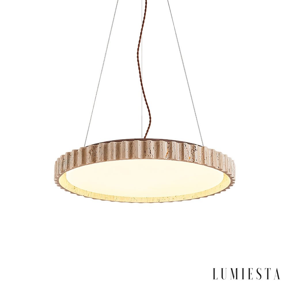 Provenxia - lampa wisząca trawertynowa okrągła z boku, cienki profil 7 cm