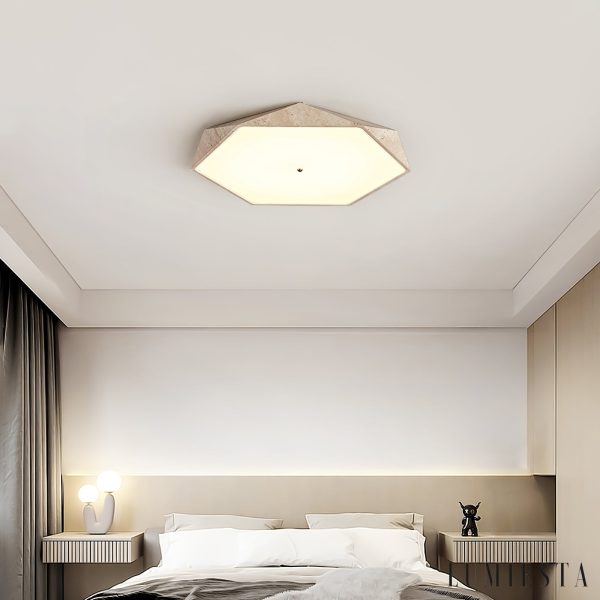 Quitarra - Plafon trawertynowy z LED, żółto-biały do salonu, Ø40/50/60 cm