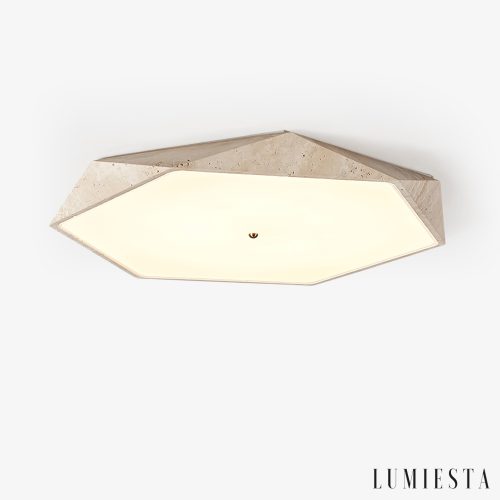 Quitarra - Plafon trawertynowy z LED, żółto-biały do salonu, Ø40/50/60 cm