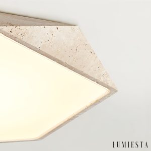 Quitarra - Plafon trawertynowy z LED, żółto-biały do salonu, Ø40/50/60 cm