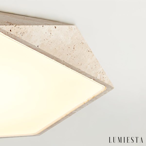 Quitarra - Plafon trawertynowy z LED, żółto-biały do salonu, Ø40/50/60 cm