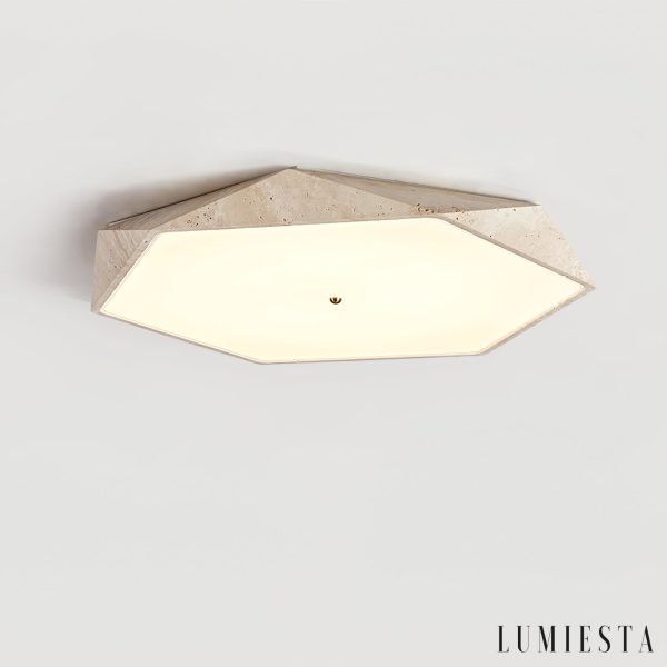 Quitarra - Plafon trawertynowy z LED, żółto-biały do salonu, Ø40/50/60 cm