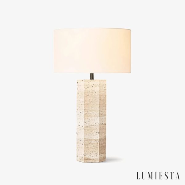 Lumiesta-riminix-lampa-stoowa-trawertynowa-to-biaa-do-salonu-3540x52-cm.jpg RiminiX - Lampa stołowa trawertynowa, żółto-biała do salonu, Ø35/40x52 cm
