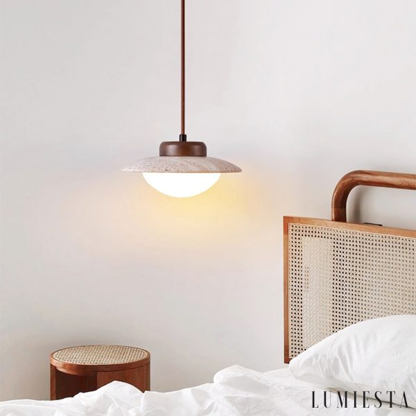 Lumiesta-rivierax-lampa-wiszca-drewniana-z-tym-trawertynem-do-jadalni-20h13-cm-1.jpg RivieraX - Lampa wisząca drewniana z żółtym trawertynem do jadalni, Ø20×H13 cm