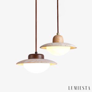 Lumiesta-rivierax-lampa-wiszca-drewniana-z-tym-trawertynem-do-jadalni-20h13-cm.jpg RivieraX - Lampa wisząca drewniana z żółtym trawertynem do jadalni, Ø20×H13 cm