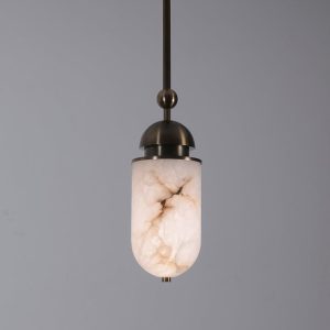 RomaLux - Lampa wisząca nowoczesna, alabastrowa brązowo-biała do salonu Ø15x35cm