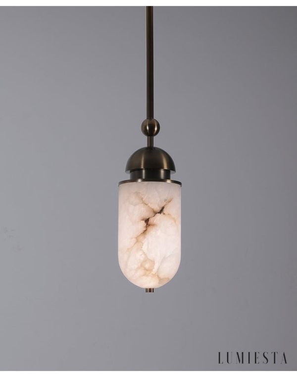 RomaLux - Lampa wisząca nowoczesna, alabastrowa brązowo-biała do salonu Ø15x35cm