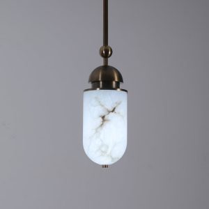 RomaLux - Lampa wisząca nowoczesna, alabastrowa brązowo-biała do salonu Ø15x35cm