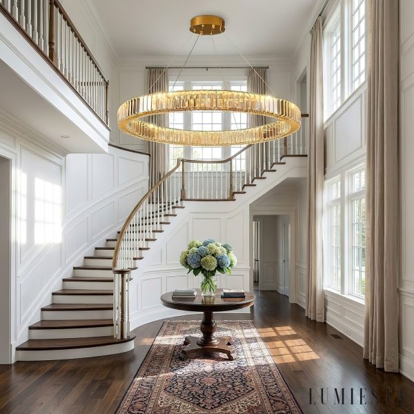 Rubinia - Lampa wisząca kryształowa, złota do salonu Ø40/60/80/100 cm