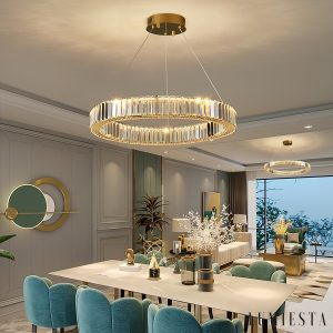 Rubinia - Lampa wisząca kryształowa, złota do salonu Ø40/60/80/100 cm