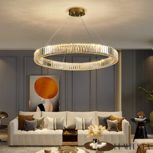 Rubinia - Lampa wisząca kryształowa, złota do salonu Ø40/60/80/100 cm