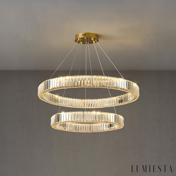 Rubinia - Lampa wisząca kryształowa, złota do salonu Ø40/60/80/100 cm