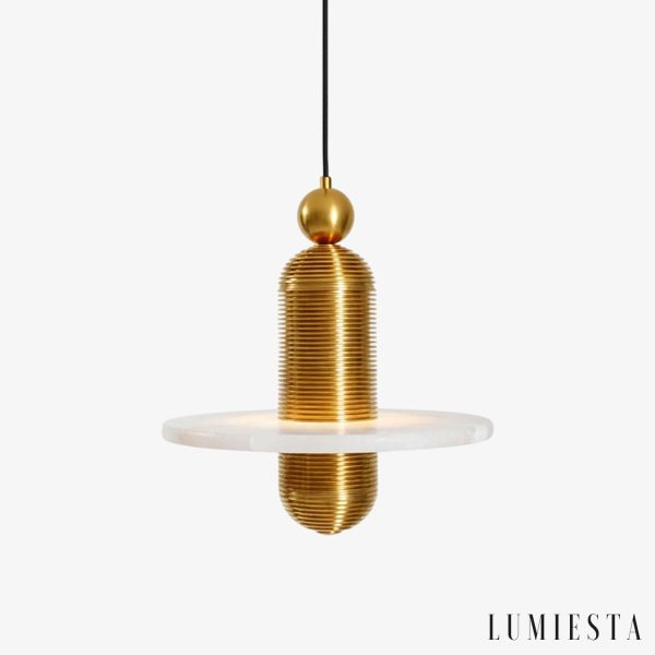 Czarno biala lampa wiszaca z alabastrem Scalara - widok od przodu, Ø28/40 cm