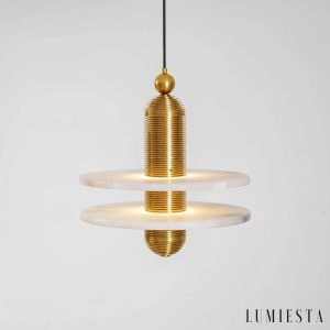 Scalara - Lampa wisząca loftowa czarno-biała z alabastrem do salonu, Ø28/40 cm