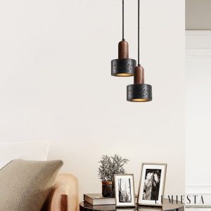 Lumiesta-sicilux-lampa-wiszca-trawertynowa-czarny-i-orzech-do-salonu-12xh16-cm-2.jpg Sicilux - Lampa wisząca trawertynowa, czarny i orzech do salonu Ø12xH16 cm