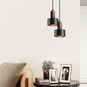 Lumiesta-sicilux-lampa-wiszca-trawertynowa-czarny-i-orzech-do-salonu-12xh16-cm-3.jpg Sicilux - Lampa wisząca trawertynowa, czarny i orzech do salonu Ø12xH16 cm