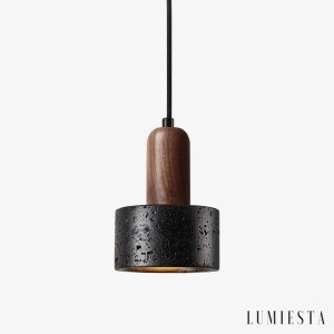 Lumiesta-sicilux-lampa-wiszca-trawertynowa-czarny-i-orzech-do-salonu-12xh16-cm.jpg Sicilux - Lampa wisząca trawertynowa, czarny i orzech do salonu Ø12xH16 cm