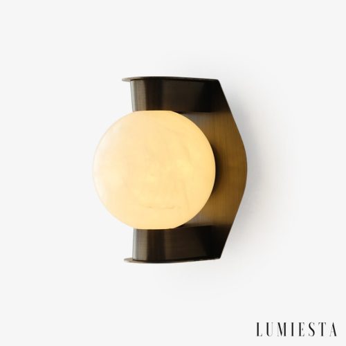 Sienaria - Lampa sufitowa alabastrowa, brązowo-biała do salonu, Ø16x21 cm