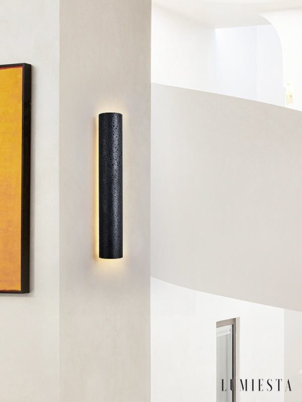 Sintria - Lampa wisząca czarna trawertynowa do jadalni, Ø10x35/60/90/120 cm