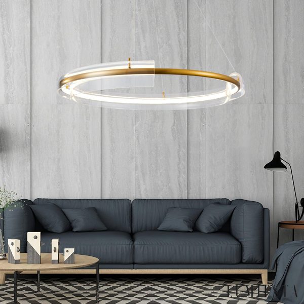 SolarisX - Lampa wisząca nowoczesna glamour, złota do salonu, Ø60/80/100 cm