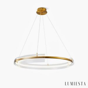 SolarisX - Lampa wisząca nowoczesna glamour, złota do salonu, Ø60/80/100 cm