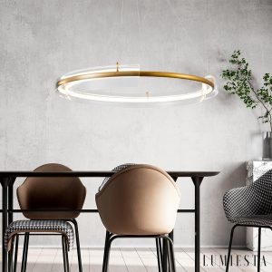 SolarisX - Lampa wisząca nowoczesna glamour, złota do salonu, Ø60/80/100 cm