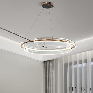 SolarisX - Lampa wisząca nowoczesna glamour, złota do salonu, Ø60/80/100 cm