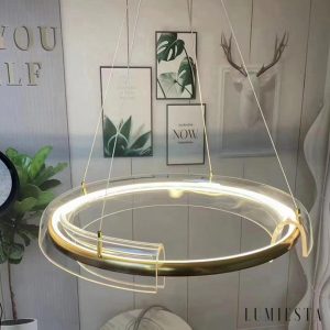 SolarisX - Lampa wisząca nowoczesna glamour, złota do salonu, Ø60/80/100 cm